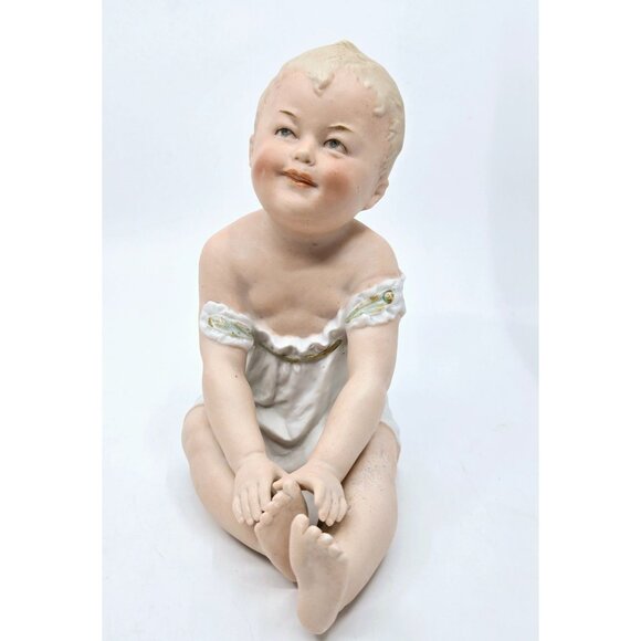 Antique Bisque porcelain seated boy piano baby Gustav Heubach Germany